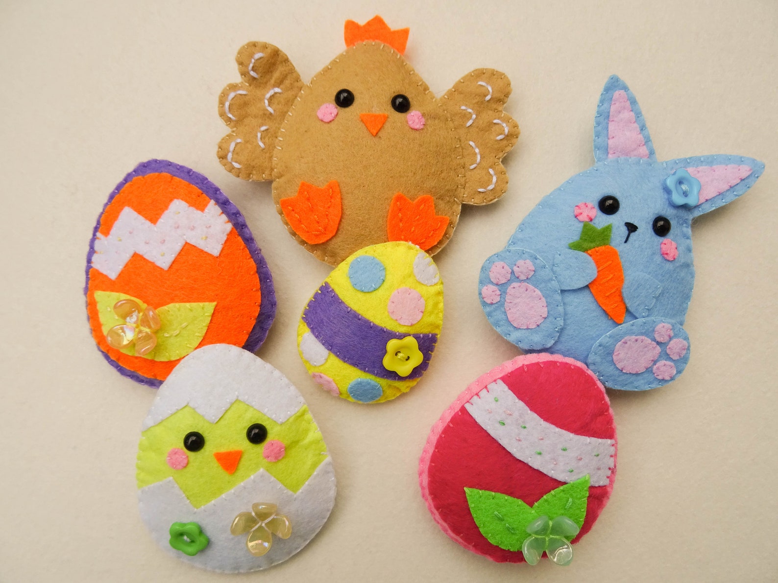 Handmade Easter Felt Ornaments Set of 6 Easter Decoration Etsy