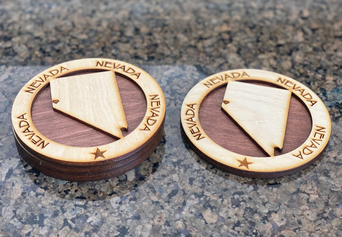 Custom Wooden Drink Coaster Set Laser Engraved Coasters Etsy