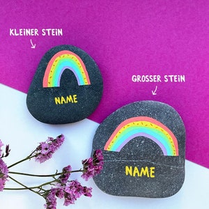 Handbemalter Gedenkstein *Regenbogen* für Sternenkinder & Verstorbene - personalisierbar Nachhaltige Erinnerung für Eltern und Angehörige
