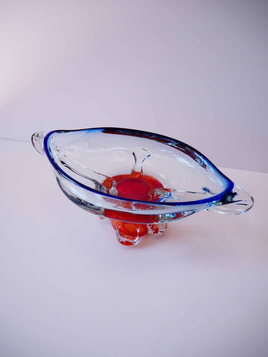 Coupe en verre Blanc/Bleu/Transparent Moucheté