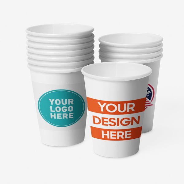 Custom Coffee Cups ( Without Lids ) 8/ 12/ 16 oz Coffee Cups for Shops, Office, – Sturdy and Reliable Custom Cups Personalized with Logo