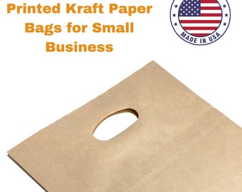 Custom Printed Kraft Paper Bags: Full Color Logo, Retail Gift Bags