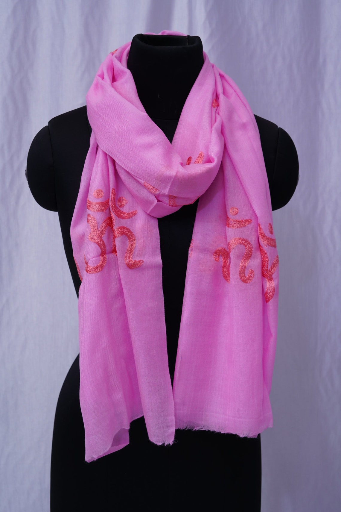 Pashmina om embroidered scarf unisex yoga scarf Hindu Etsy