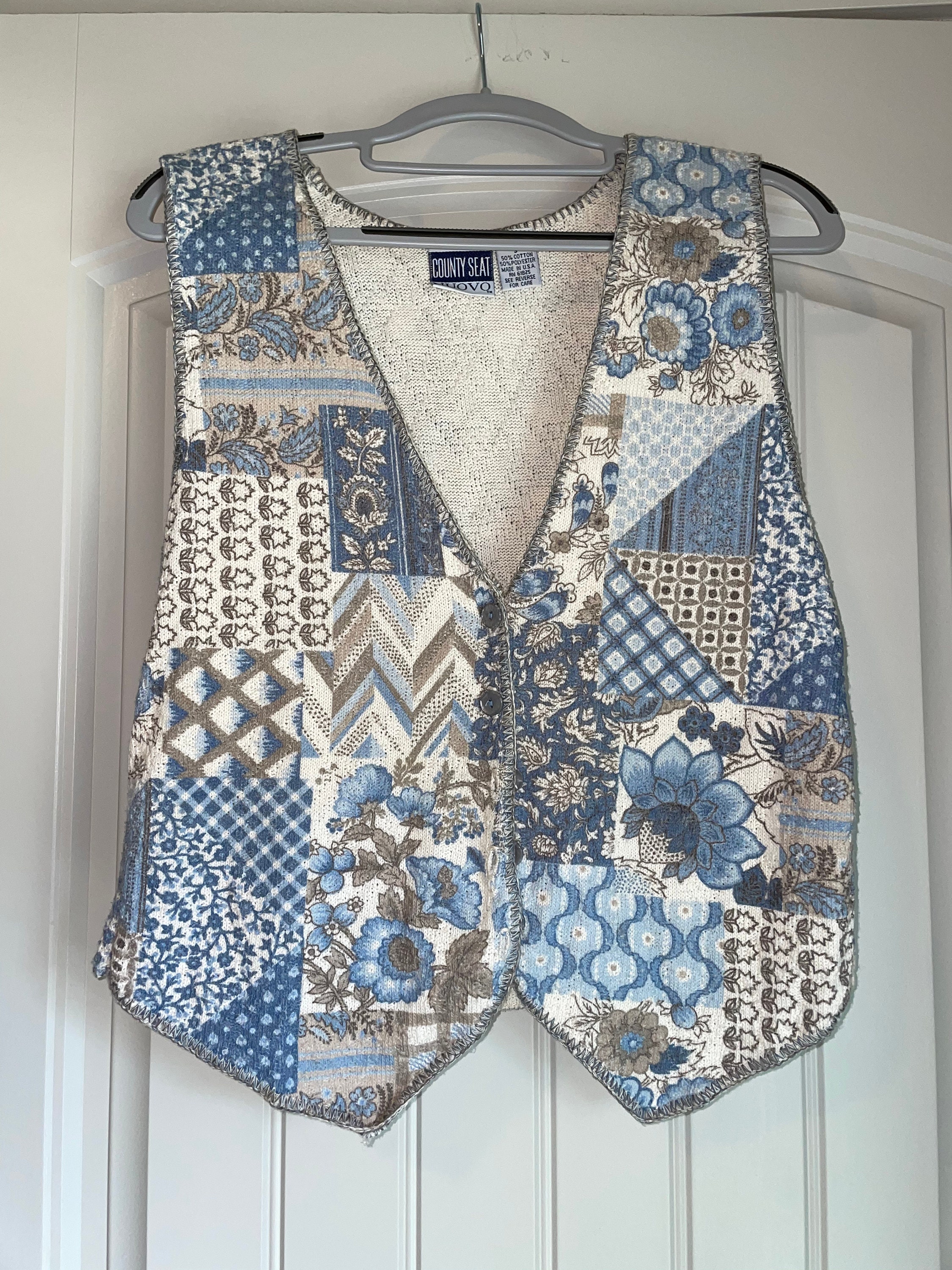 Vintage floral button up sweater vest Etsy