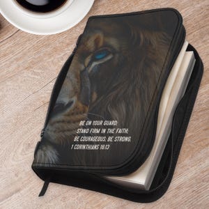 Lion of Judah Bible Case, Gift for Him, Verse Bible Cover, Black Lion Bible Cover, Bible Case for Him, Christian Gifts for Husband Pastor