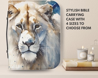 Bible Cover, Lion of Judah Case, Christian Study, Bible Study Accessories, Him Gift, Colorful Protective Sleeve, Bible Carrying Case