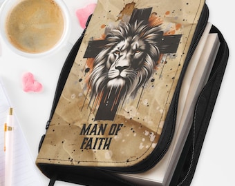 Lion of Judah PU Leather Bible Cover, Christian Gift for Him
