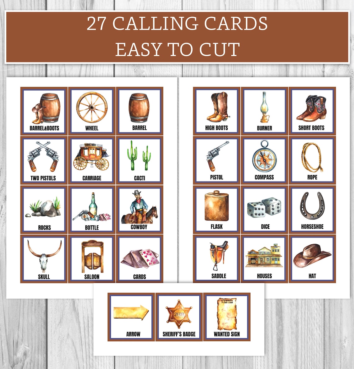 Wild West Cowboy Party Bingo Printable GameWestern Themed | Etsy