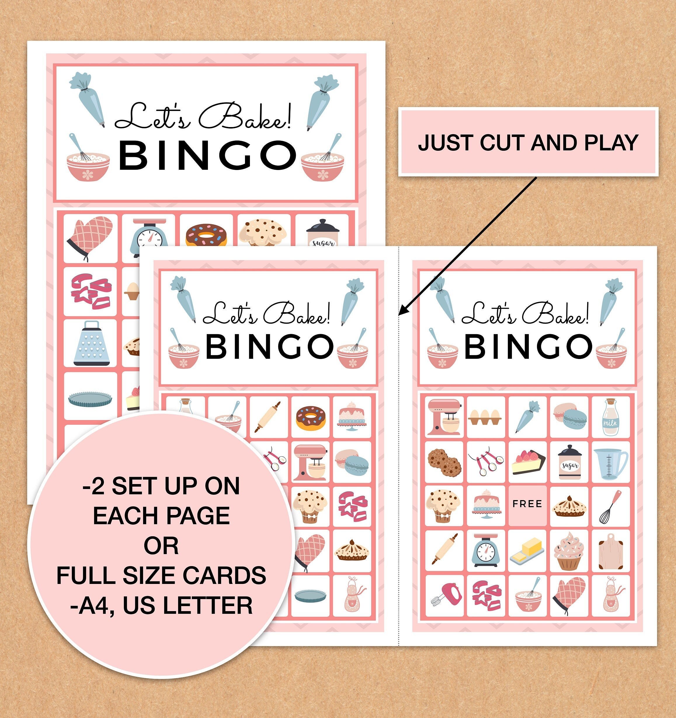 BAKING Birthday Party Bingo Bakery Party Game Etsy