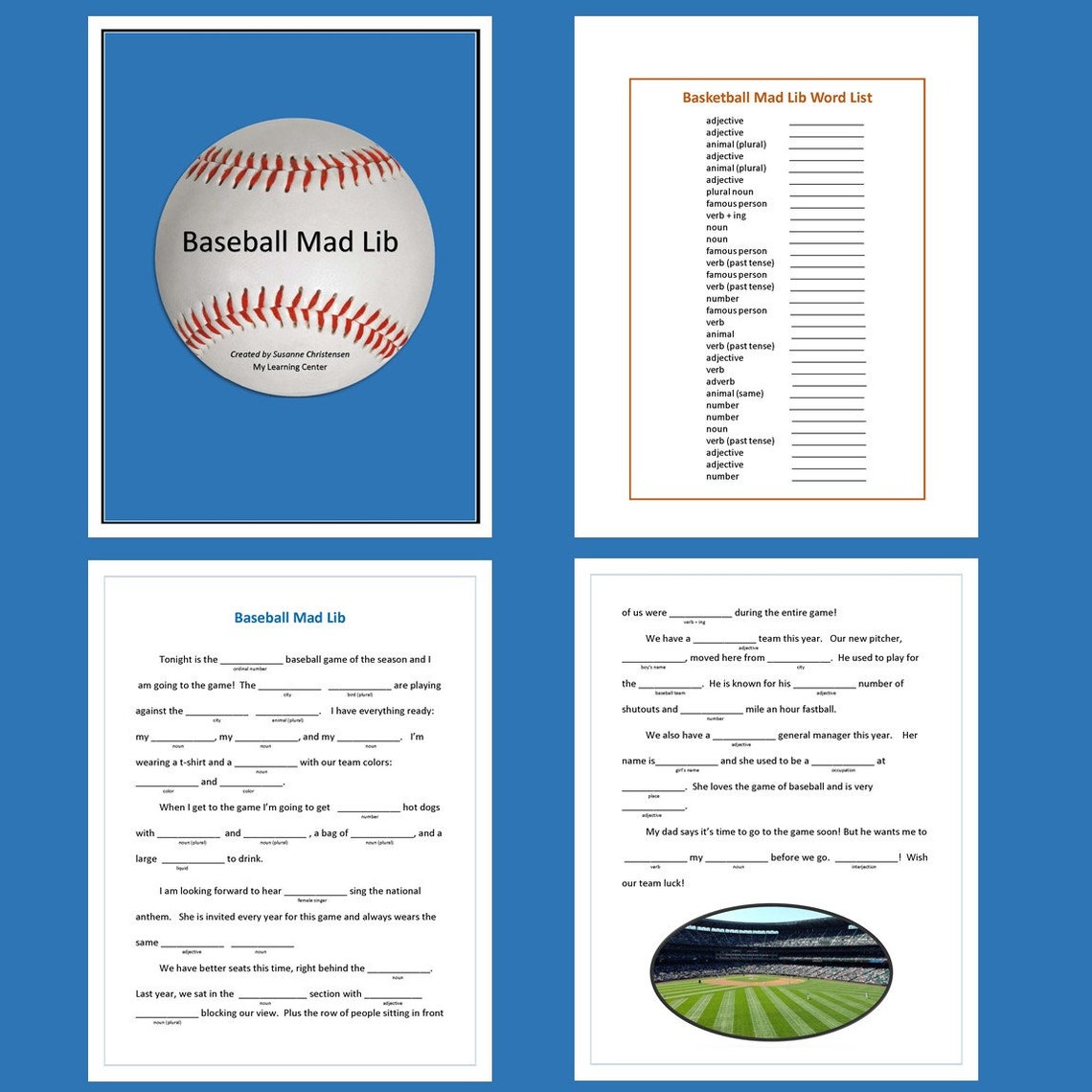 Mad Libs with Sports Basketball Baseball Golf Football Etsy France