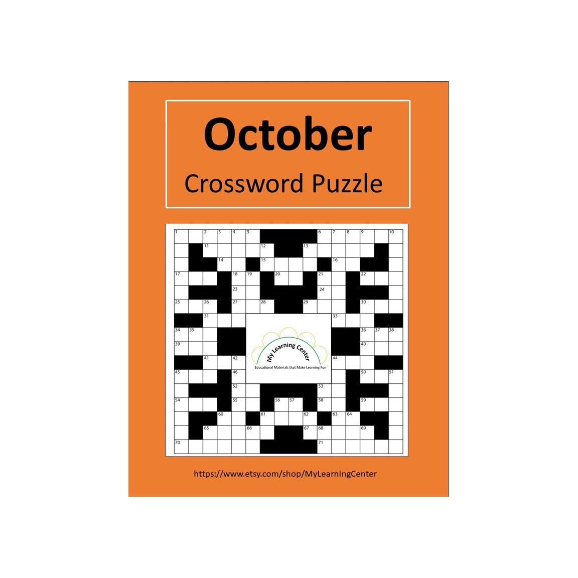 October Crossword Puzzle Digital Download - Etsy