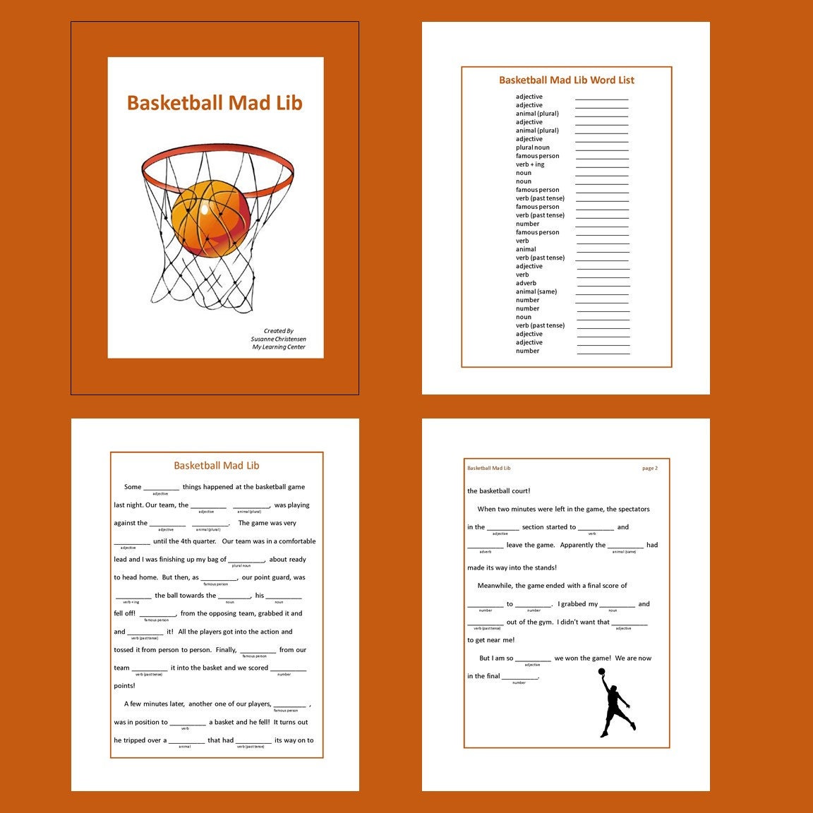 Mad Libs With Sports Basketball, Baseball, Golf, Football Digital ...