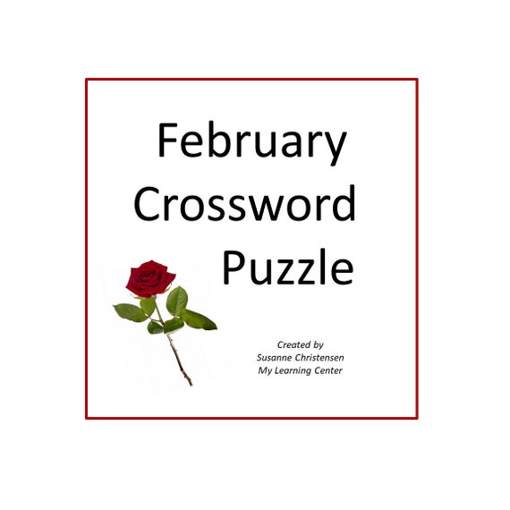 February Crossword Puzzle Digital Download | Etsy