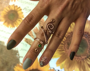 Arthritis Finger Splint Ring, Hammered Textured Rings, EDS Arthritis Splints, Copper Material , Handmade Arthritis Rings with Labradorite