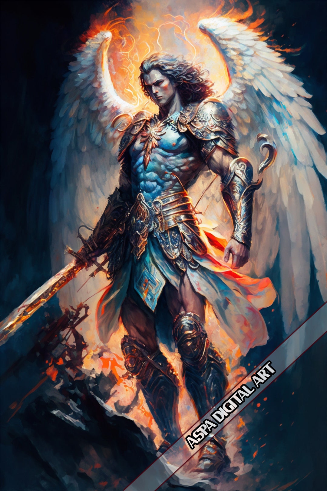 Archangel Michael Digital Print Wall Art, Mega Wall Decor, Instant