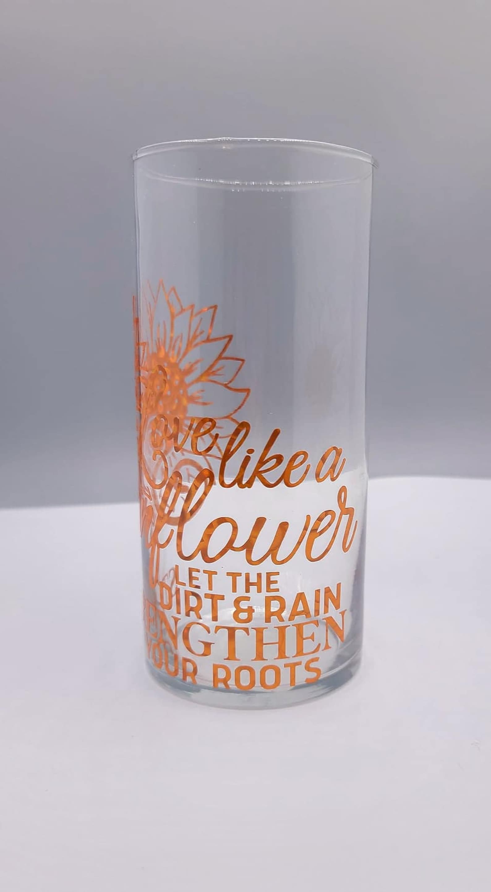 7 glass flower vase with quote Love Like a Sunflower. Etsy