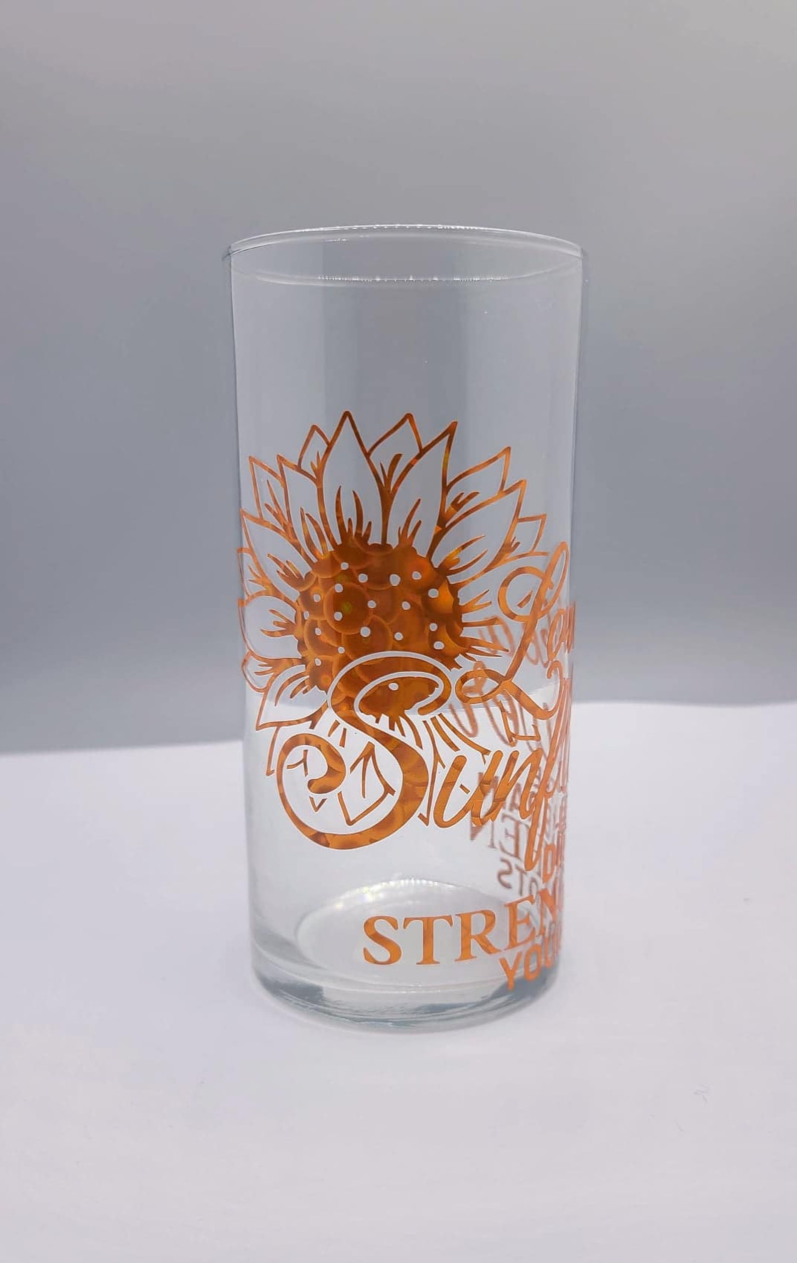 7 glass flower vase with quote Love Like a Sunflower. Etsy