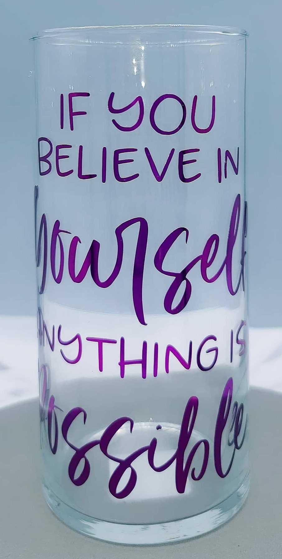 7 glass flower vase with quote If You Believe in Etsy