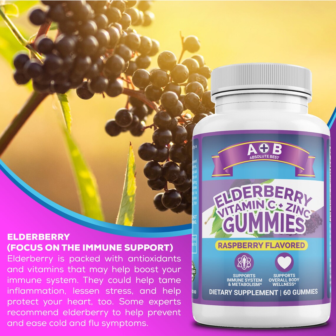 Elderberry Vitamin C Zinc Gummies Etsy