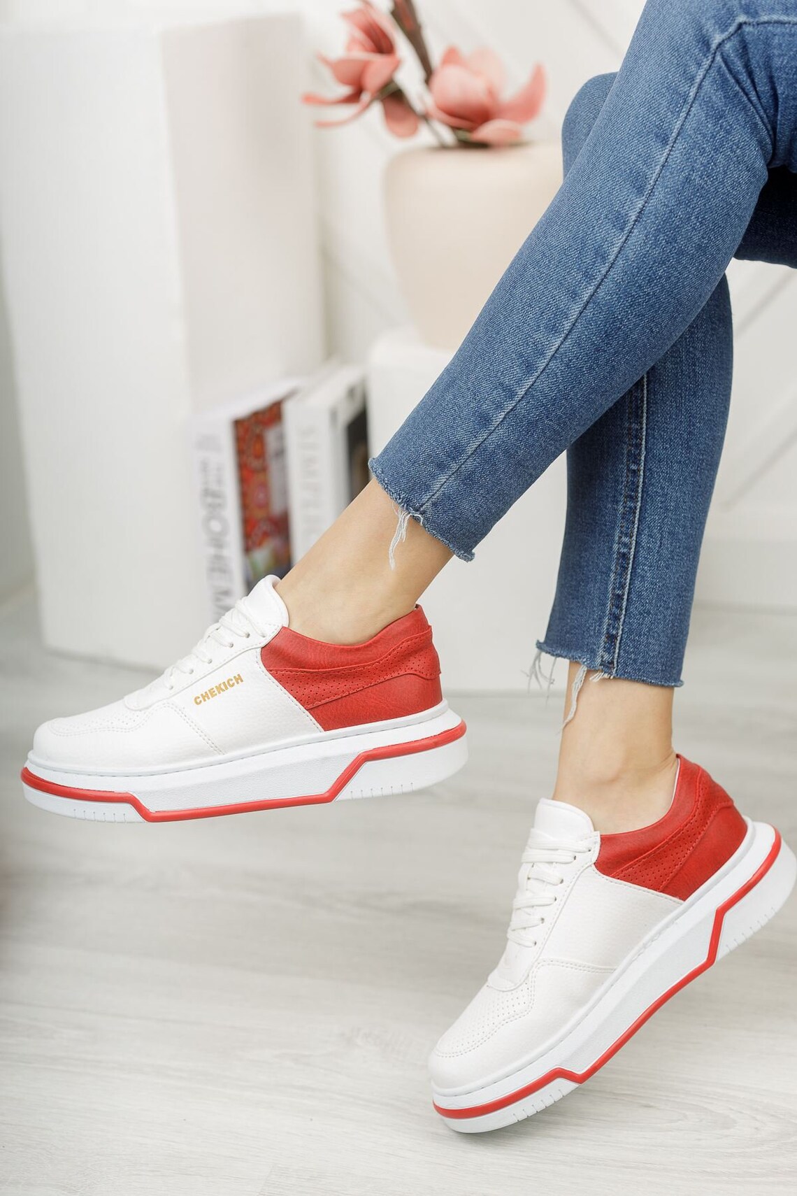 red platform heel