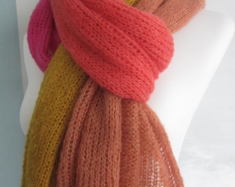 Scarf "NOA" alpaca/silk - colored, 40 x 200 cm New colors