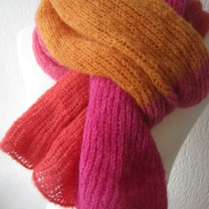 Scarf &quot;NOA&quot; Alpaca/Silk 4-coloured, 45 x 200 cm New 38 colours
