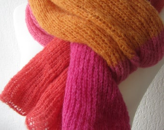 Scarf "NOA" Alpaca/Silk 4-color, 45 x 200 cm New 38 colors