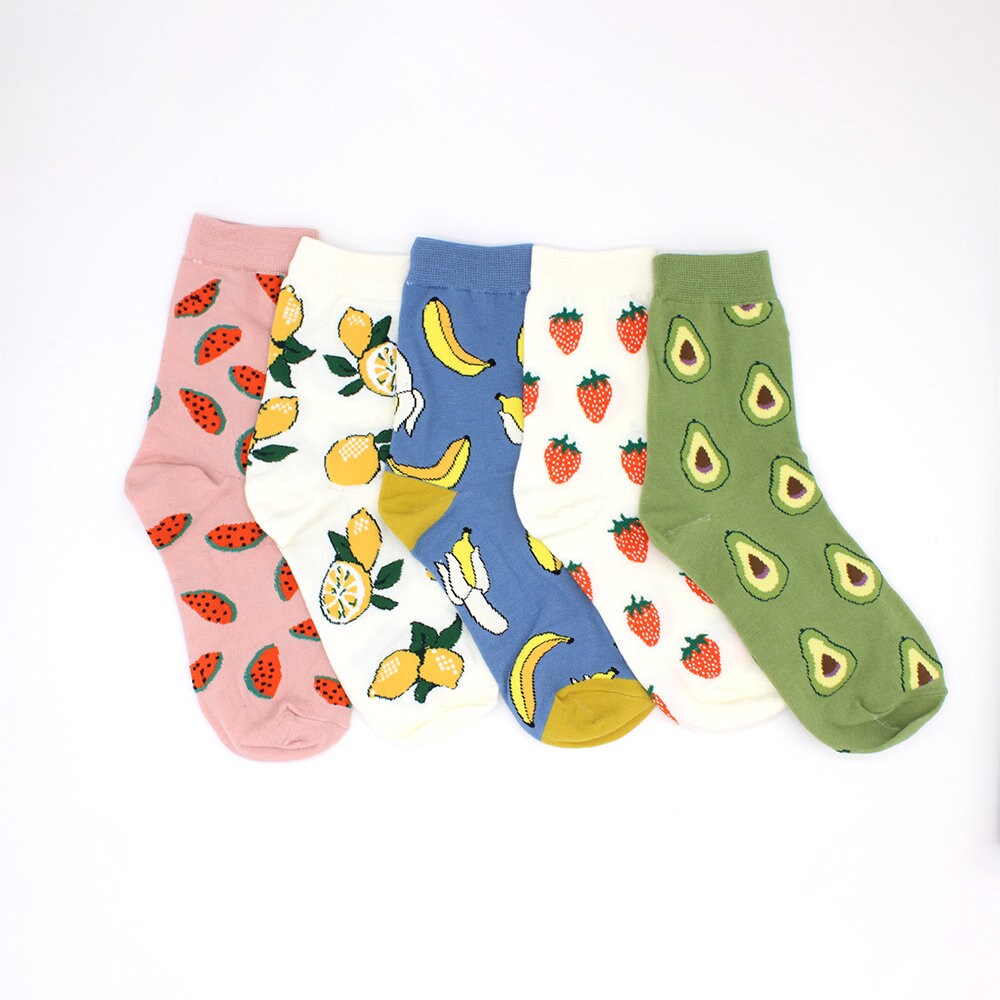 Women's Casual Socks Fruit Socks Set 5 Pack Strawberry Etsy