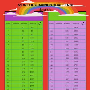 52 Week Savings Challenge - Full Color