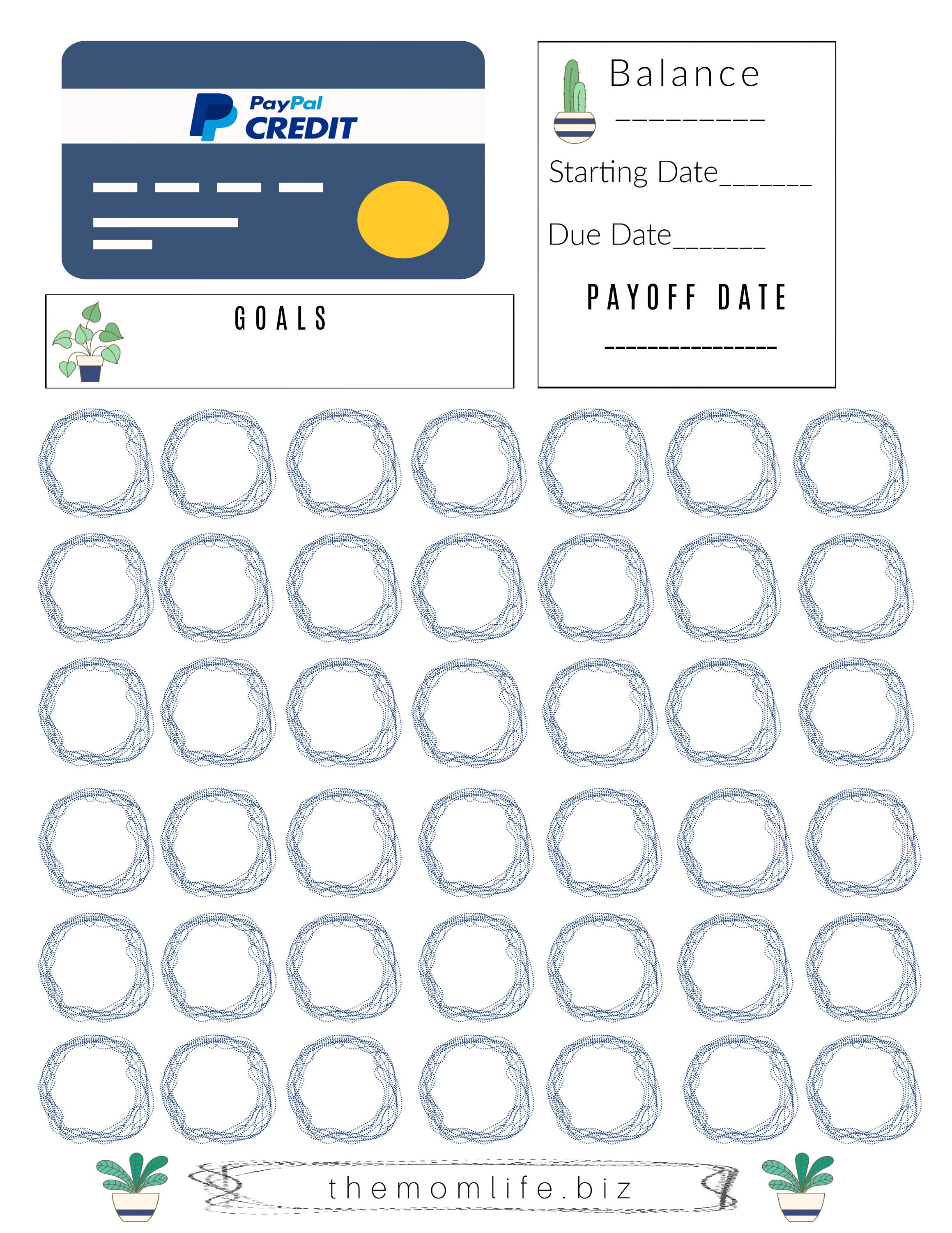 paypal credit card pay off tracker etsy