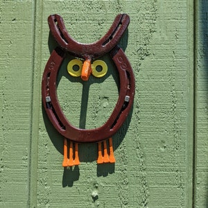 Handmade Horseshoe Owl, Garden Decor