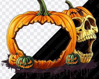 Skull Pumpkin PNG, Spooky skull png, Skull Fall png, Skull pumpkins png, Halloween png, Halloween skull png, Spooky png [ZC-39]