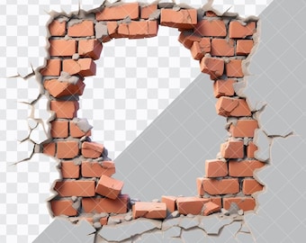 Mur fissuré 3D PNG, Trou 3D dans le mur fissuré png, Mur fissuré png, Trou dans le mur png, Rupture de mur avec trou fissuré, Arrière-plan transparent [ZC-40]