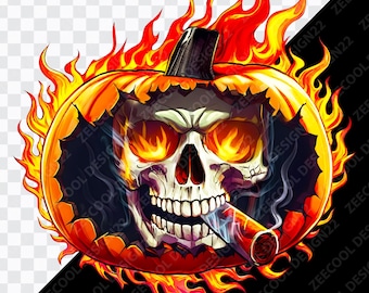 Fire skull pumpkin PNG, Spooky skull png, Skull Fall png, Skull pumpkins png, Halloween png, Halloween skull png, Spooky png [ZC-38]