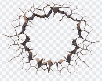 3D Cracked Wall PNG, 3D Hole in Cracked Wall png, Cracked Wall png, Hole in wall png, Transparent Background [ZC-88]