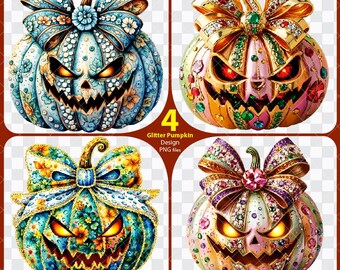 Colorful Coquette Gold Glitter Pumpkin PNG, Girls Fall Pumpkin Design Png, Coquette Halloween Women, Coquette Pumpkin With Bow Png [ZC-11]