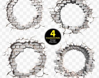 Mur fissuré 3D PNG, Trou 3D dans le mur fissuré png, Mur fissuré png, Trou dans le mur png, Rupture de mur avec trou fissuré, Arrière-plan transparent [ZC-123]