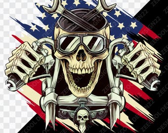 Motorcycle Skull USA Flag PNG, Motorcycle Skull png, Motorcycle Rider png, Biker png, Biker Shirt png, T-shirt design png [ZC-20]