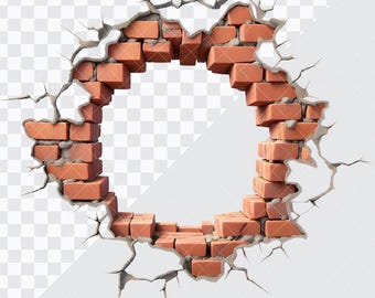 3D Cracked Wall PNG, 3D Hole in Cracked Wall png, Cracked Wall png, Hole in wall png, Cracked Hole Wall Break, Transparent Background [ZC-55