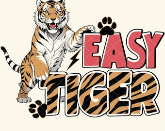 Descarga fácil de diseño digital PNG de tigre, diseño de camiseta retro de moda, PNG con cita divertida con gráfico de tigre, diseño de sublimación [ZC-126]