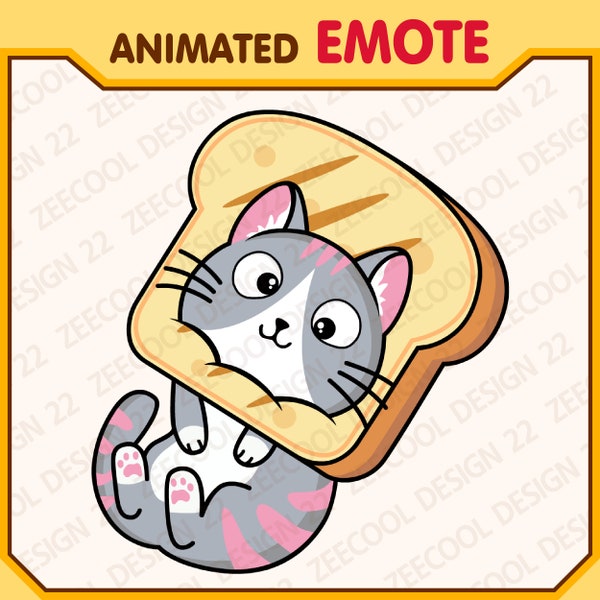 Animated Twitch Emote, Derp Cat Bread Emote, Animated Emote, Twitch Emote, Emote for Discord and Twitch Streamers, Instant Download [AT28]