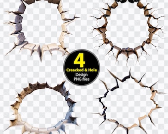3D Cracked Wall PNG, 3D Hole in Cracked Wall png, Cracked Wall png, Hole in wall png, Transparent Background [ZC-84]