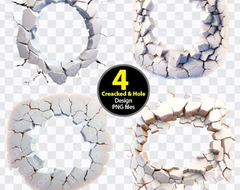 Mur fissuré 3D PNG, Trou 3D dans le mur fissuré png, Mur fissuré png, Rupture de mur avec trou fissuré, Fond transparent [ZC-59]