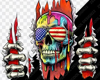Tête de mort drapeau des États-Unis PNG, tête de mort déchirer la chemise png, tête de mort déchirée png, déchirer la chemise ouverte png, chemise ouverte png, tête de mort drapeau américain [ZC-17]