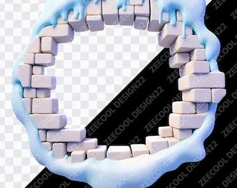 Christmas 3D Cracked Wall PNG, 3D Hole in Cracked Wall png, Cracked Wall png, Hole in wall png, Transparent Background [ZC-77]