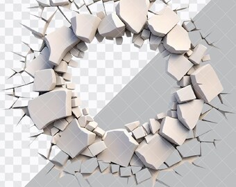 Mur fissuré 3D PNG, Trou 3D dans le mur fissuré png, Mur fissuré png, Trou dans le mur png, Rupture de mur avec trou fissuré, Arrière-plan transparent [ZC-57]
