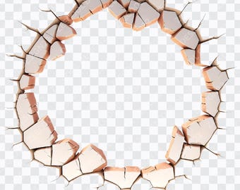 3D Cracked Wall PNG, 3D Hole in Cracked Wall png, Cracked Wall png, Hole in wall png, Transparent Background [ZC-107]