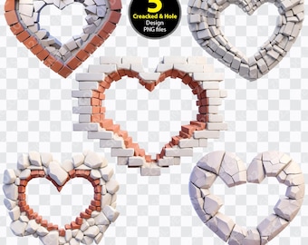 Coeur 3D trou dans le mur PNG, Trou 3D dans le mur fissuré png, Mur fissuré png, Trou dans le mur png, Arrière-plan transparent [ZC-102]