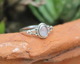Christmas gift,Natural Moonstone Ring, 925 Sterling Silver Plated Handmade Ring, Handcarft Ring