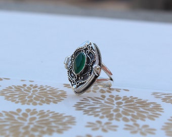 Beautiful Poison Ring,Compartment Ring,Green Onyx Stone Poison Ring, 925 Sterling Silver Plated Handmade Ring, Poison ring,Valentine Gift